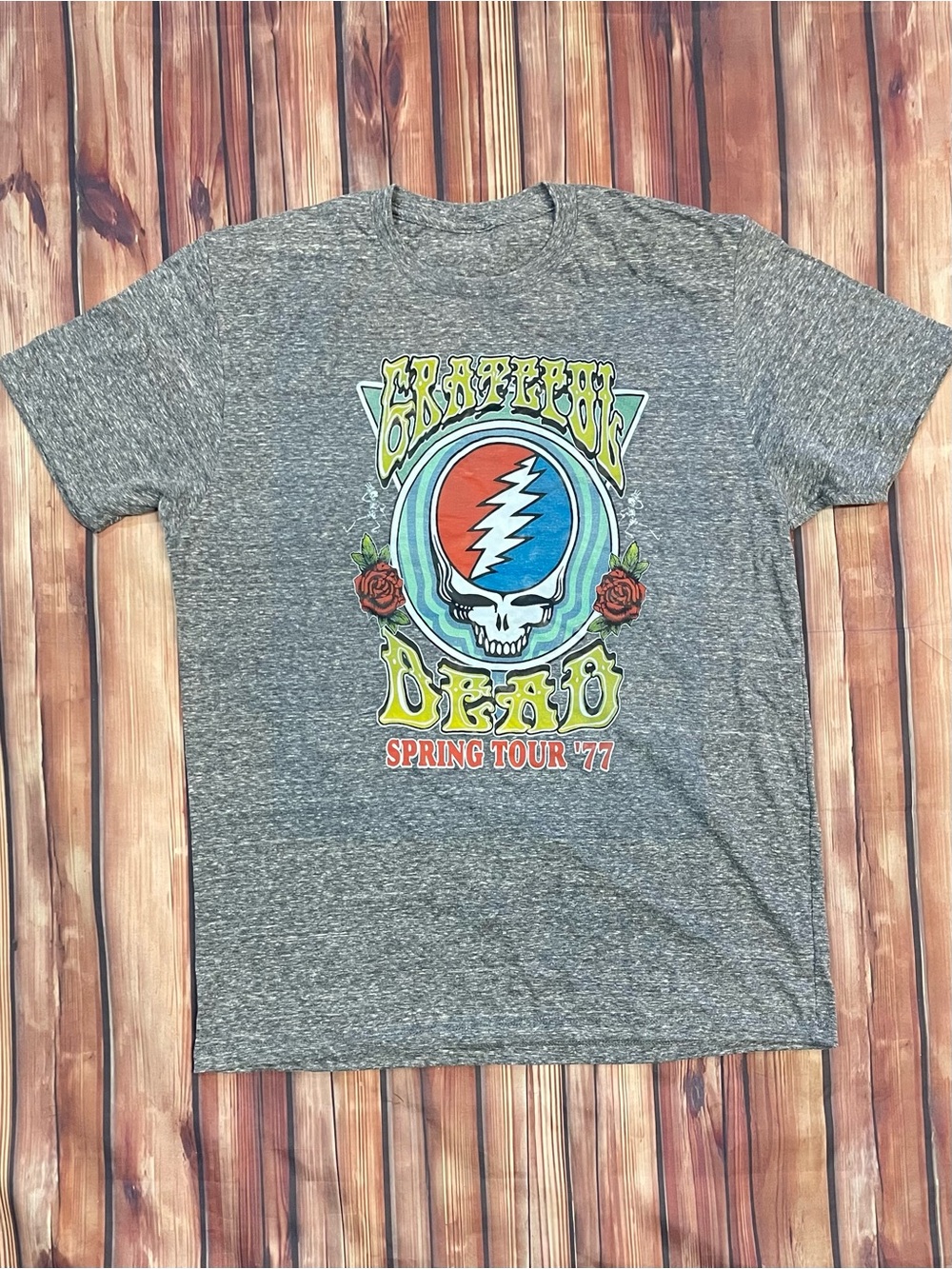 Grateful Dead ‘77 Tour Retro print Heather Gray Men’s T-shirt M / L